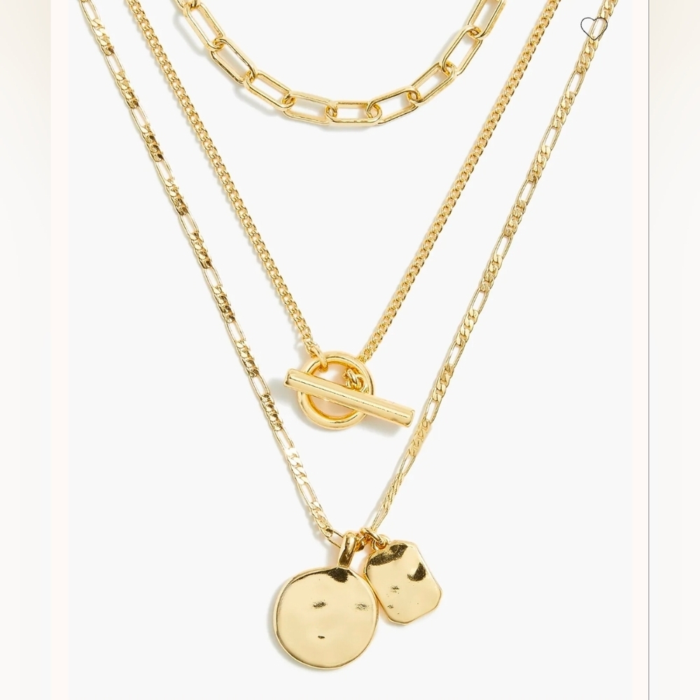J. Crew Gold Layered Coin and Toggle Necklace Set - Picture 2 of 6